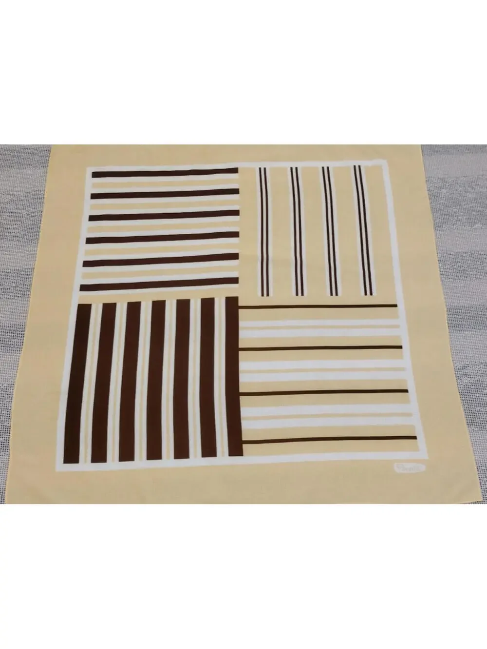 Vintage Paoli Scarf Canary Brown Stripes Mid Century Polyester MADE IN JAPAN MCM